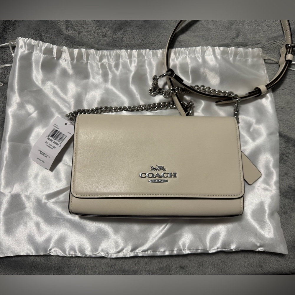 Coach Ivory Crossbody Bag with Chain Strap
